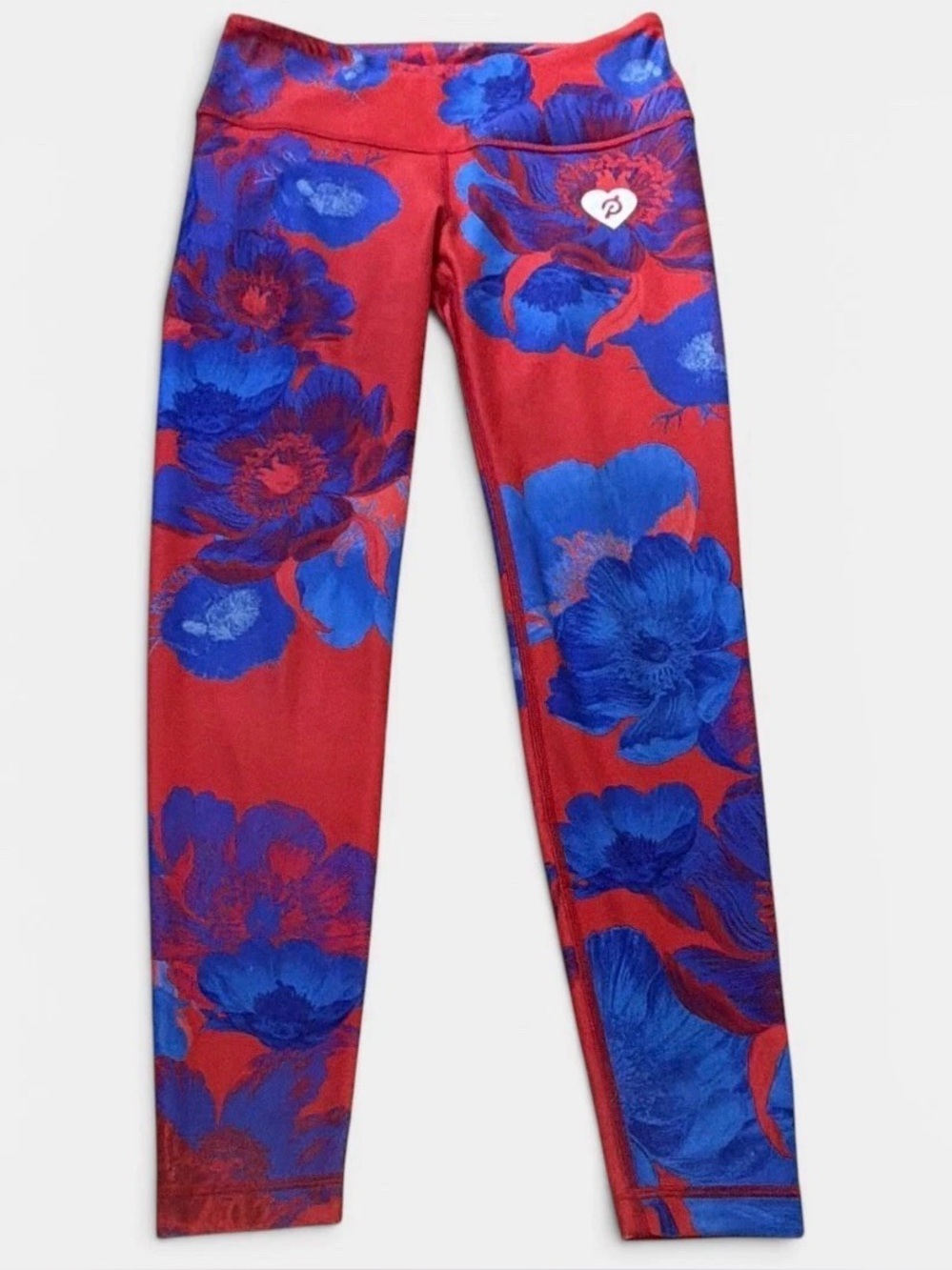 RARE Peloton Emma Lovewell Leggings Womens M Red/Blue Floral Hi-Waisted